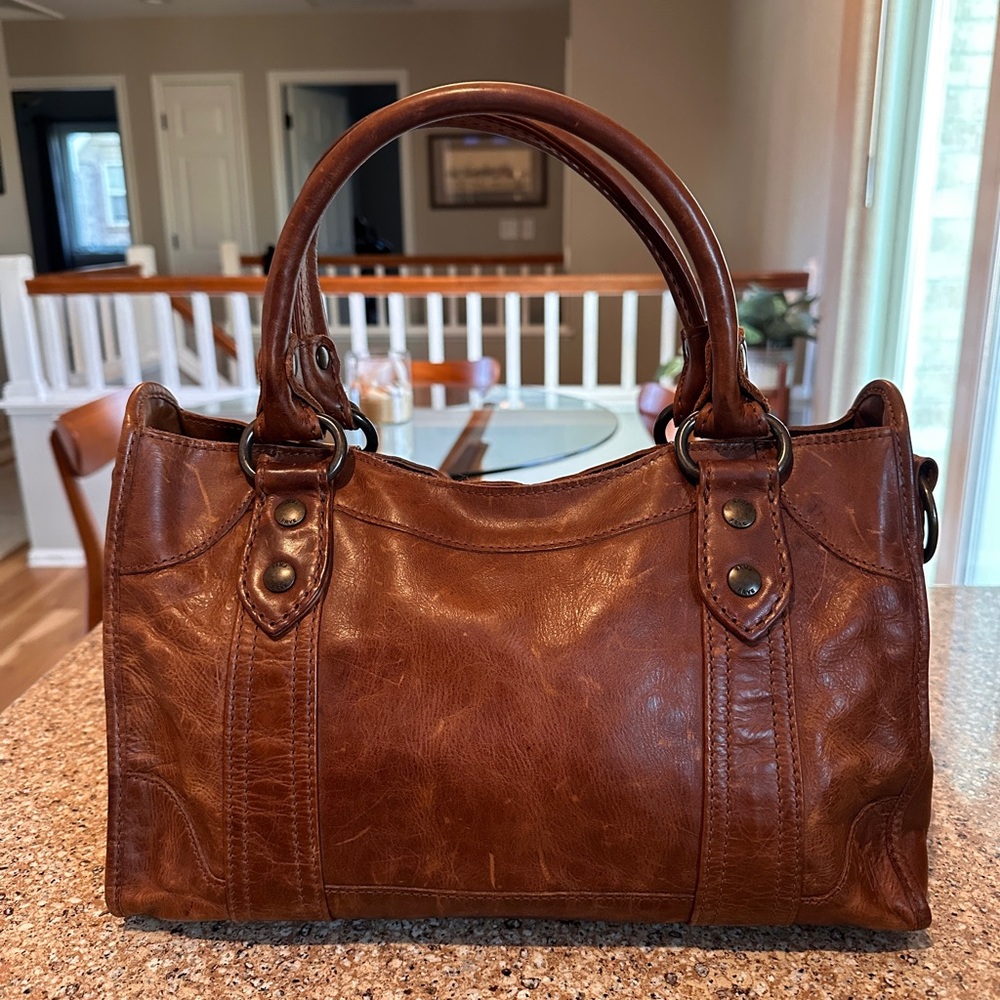Frye Women's Melissa Zip Satchel in cognac